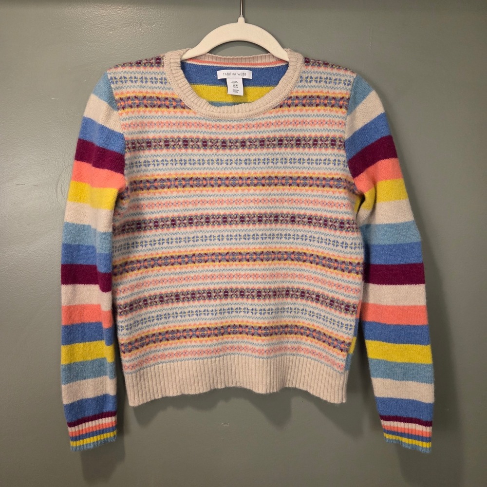 Tabitha‎ Webb Women's Wool Blend Fair Isle Striped Colorful Sweater, Size M